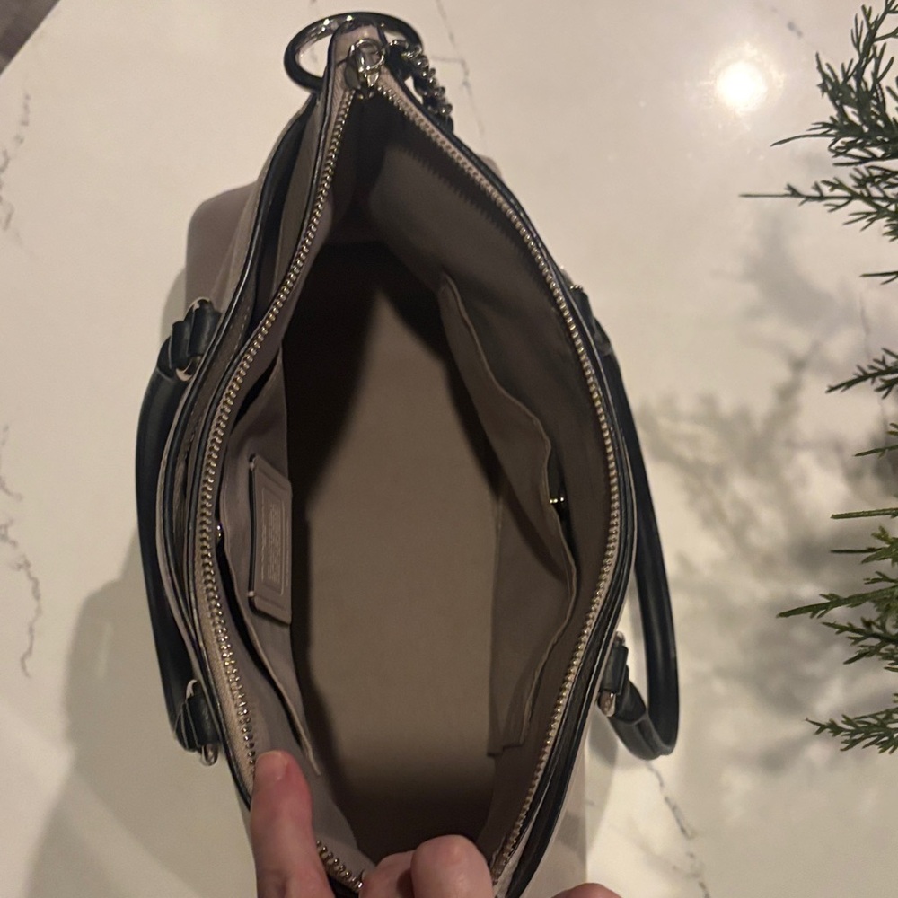 Coach Gray Leather Satchel with Black Handles - Picture 3 of 6